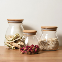 Bocal en verre en forme de champignon Yuxiang moderne avec couvercle en acacia scellé sans BPA, pour le stockage des grains de café, compatible micro-ondes et lave-vaisselle