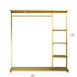 Perchero de Metal Dorado con Estantes, Perchero Resistente <span class=keywords><strong>para</strong></span> Ropa, <span class=keywords><strong>para</strong></span> Boutique o Almacenamiento en el Hogar - Product Image 5