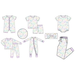 Individueller Druck Bambusstoff Neugeborenes Baby Kleinkind Reißverschluss-Bekleidung Onesie Strampler Bambus viskose Kleinkind-Pyjama Bambus - Product Image 1