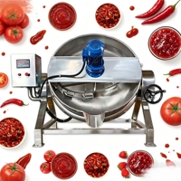 Marmite de Cuisson Industrielle Automatique 50L-1000L avec Agitateur pour Confiture et Sauce Piquante, Double Enveloppe Vapeur et Mélangeur