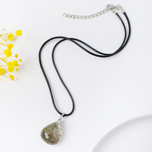 Collier en cristal de quartz avec pendentif fantôme coloré, pierre naturelle, goutte <span class=keywords><strong>d</strong></span>'<span class=keywords><strong>eau</strong></span>, énergie, vente en gros - Product Image 4