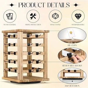 Wooden Jewelry Rack 5 Tier Desktop Storage Display Stand For Earrings <b>Necklaces</b> Jewelry Organization - Product Image 4
