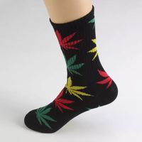 Chaussettes décontractées en coton pour hommes, motif feuille de cannabis, 35 couleurs, faible MOQ, personnalisables, tricotées, respirantes, automne, 10 paires
