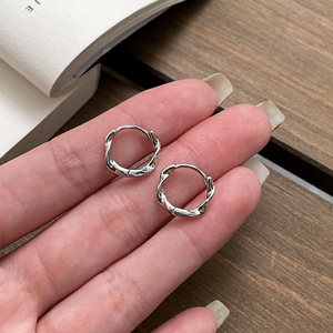 S925 Sterling <b>Silver</b> Hoop Earrings Geometric Design Everyday Wear 925 <b>Silver</b> Ear <b>Studs</b> For Women Fashion Jewelry - Product Image 1