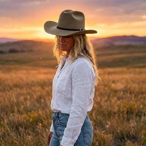 Nuevo <span class=keywords><strong>Sombrero</strong></span> Vaquero Clásico de Fieltro Neutral para <span class=keywords><strong>Mujer</strong></span>, <span class=keywords><strong>Sombrero</strong></span> Occidental Vintage, Fedora Casual de Moda Diaria, Gorra para Exteriores con Protección Solar - Product Image 4