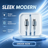 Kabel Pengisian Cepat USB C ke C 60W Berlapis Perak, Kabel Sinkronisasi Data Anti Kusut untuk Ponsel Tablet