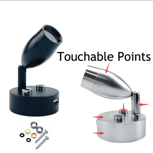 <span class=keywords><strong>12V</strong></span> Tactile Capteur <span class=keywords><strong>LED</strong></span> Mur Lampe Noir Argent <span class=keywords><strong>12V</strong></span> 24V 3W RV Spotlight USB <span class=keywords><strong>Camping</strong></span>-<span class=keywords><strong>Car</strong></span> CaravanLED Lumière Ampoule - Product Image 5