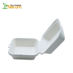 Biodegradable blanco hamburguesa caja de caña de azúcar fibras 6 pulgadas - Product Image 2