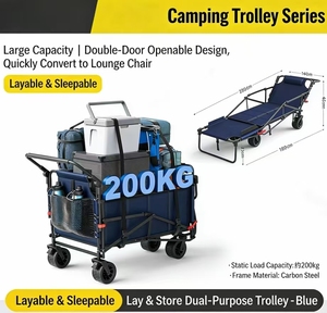 Chariot pliable multifonctionnel pour l'extérieur avec transat inclinable pour le <span class=keywords><strong>camping</strong></span> en famille et l'utilisation dans le jardin - Product Image 5
