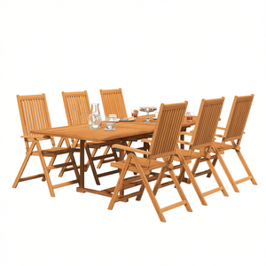 Set da Pranzo da Giardino Allungabile in Legno di Acacia Massiccio per 6 Persone, Arredamento da Esterno in Stile Rustico - Product Image 1
