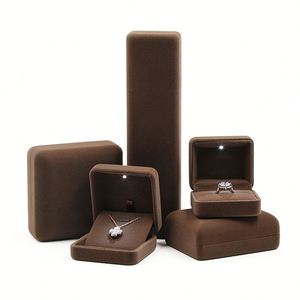 WEIMEI Velvet Jewelry <b>Box</b> <b>LED</b> <b>Light</b> Ring Necklace Bracelet Storage Customizable - Product Image 3