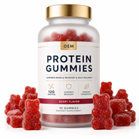 Gummies protéinés à formule personnalisée, saveur baies, OEM, marque privée, soutien aux performances, supplément de récupération musculaire, marque blanche, en vrac