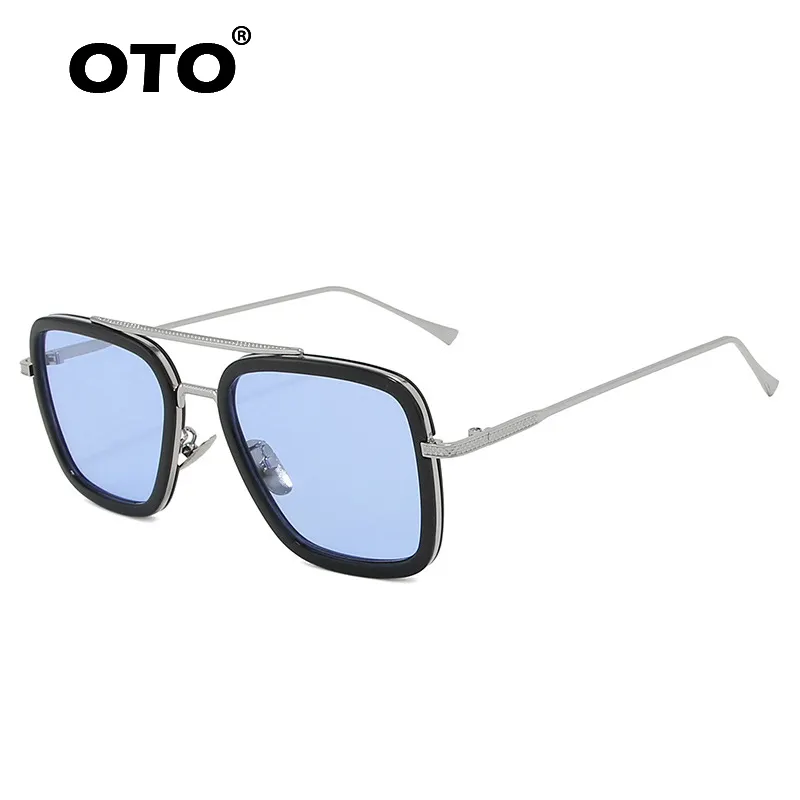 OTO Fashion metal double bridge tony stark polarized sunglasses for men metal sunglasses steampunk vintage