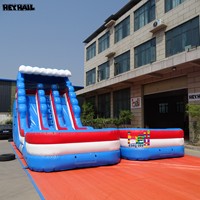 Prix d'usine, toboggan aquatique gonflable en PVC à deux voies de 18 pieds pour location de fête humide ou sèche