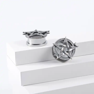 Großhandel 10mm Anlauf Free <span class=keywords><strong>Star</strong></span> Edelstahl Piercing Schmuck Ohr Tunnel Stecker Messgeräte Ohrringe - Product Image 5