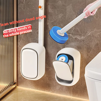 1 jeu de brosses de toilette jetables 1 poignée de PC + 50 têtes de remplacement de nettoyage Nouveau jeu de brosses de toilette jetables No Dead Corner Toil