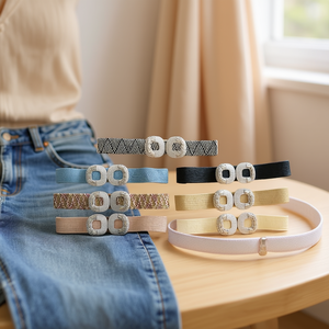 Ceinture élastique en PP avec boucle latérale carrée en métal de 5 cm de large, 75-80 cm, ceinture de mode - Product Image 3