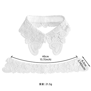 <span class=keywords><strong>Col</strong></span> en dentelle détachable brodé motif coeur de luxe pour femmes pour chemises chandails accessoire de vêtement décoratif amovible - Product Image 4