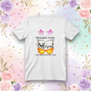 Camiseta para Mujer con Estampado 'Strength Looks Different', 100% Algodón, Cuello Redondo, Corte Regular, Informal, para el Día Internacional de la Mujer - Product Image 2