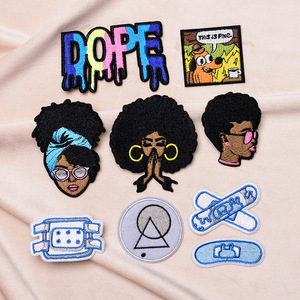 新设计女孩补丁刺绣铁可爱黑色女性女孩补丁服装 - Product Image 1