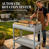 Barbecue Rotatif Automatique Commercial Moderne en Acier Inoxydable Premium Foukou avec Système de Sécurité Flamme et Commande par Bouton