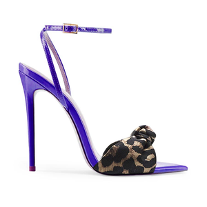 Sandali da Donna con Tacco Alto 2026, Design Elegante in Vernice Nera Maculata con Dettagli Leopardati, Punta Affusolata in PU - Product Image 1
