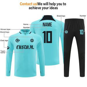 전체 맞춤형 트랙수트, 남성용 폴리에스터 축구 스포츠웨어 트레이닝복 1/4 쿼터 집업 풋볼 트랙수트 - Product Image 3