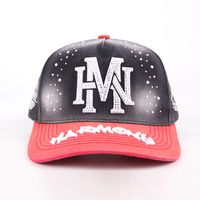 Gorras de Béisbol de 5 Paneles con Cierre a Presión, de Lujo, Vintage, Lavadas, Desgastadas, con Pedrería, Bordado 3D, Logotipo Personalizado, para Hombre y Mujer