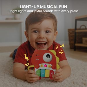 Juguete de Piano con Luces de Dinosaurio EPT, Teclas de Do, Re, <span class=keywords><strong>Mi</strong></span> Coloridas, Canciones de Cuna, Control de Volumen, Anillos Táctiles, Aprendizaje Sensorial para Niños Pequeños - Product Image 6