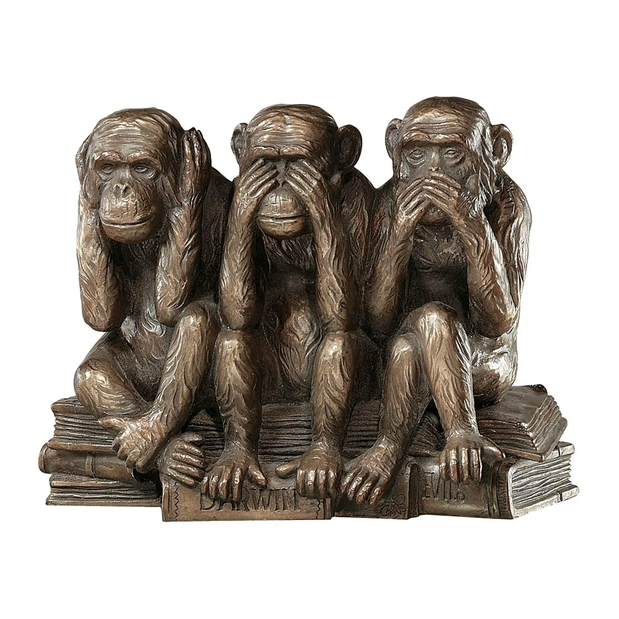 Hayır görmek yok konuşmak hiçbir kötü maymunlar 7 inç hayvan heykeli üç Truths heykeli reçine bronz Finish
