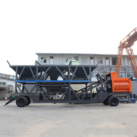 Centrale à béton mobile 500 avec 3 entrepôts, de haute qualité et à prix abordable, silo à poudre motorisé, entraînement hydraulique, prête à l'emploi
