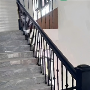 Lan can cầu thang bằng thép mạ kẽm bền chắc và tay vịn gỗ cho cầu thang với thiết kế lan can cầu thang hiện đại bằng thép - Product Image 3