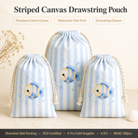 Sac en coton à cordon personnalisé avec impression intégrale et rayures colorées, pochette en mousseline pour cadeaux de fête de naissance, emballage cadeau OEM