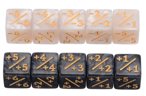 超小号 D6 骰子计数器 16 毫米亚克力珍珠色 +1/+1 -1/-1 白色黑色直角方形设计中国制造 - Product Image 3