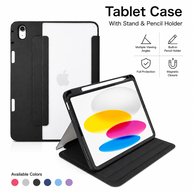Wholesale iPad Case Tablet Case for iPad 10th Gen 10.9 11th 11 2025 A16 with Pencil Holder Clear Back Trifold Protective Cover