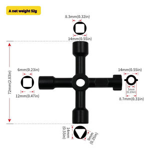 Clé multifonctionnelle en acier pour armoire électrique, clé à molette, clé cruciforme, clé à trou carré, pour compteur d'eau, vanne, chromée, DIY, OEM, personnalisable - Product Image 5