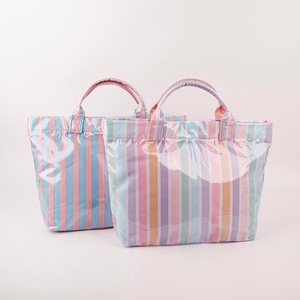 Sac fourre-tout à bandoulière rayé multicolore pour femmes et filles, grande capacité, portable, imperméable, en PVC enduit, sac de voyage rayé - Product Image 2
