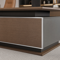 Bureau de direction moderne convertible et extensible OEM d'usine avec armoire latérale, finition bois grainé, bureau commercial de luxe