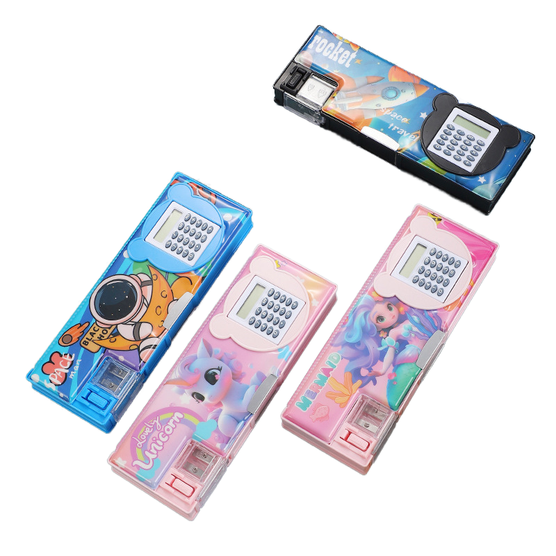 Trousse à Crayons Multifonction Pour Fille Avec Calculatrice - Coffret Organisateur Spatial Avec Tiroir Magique