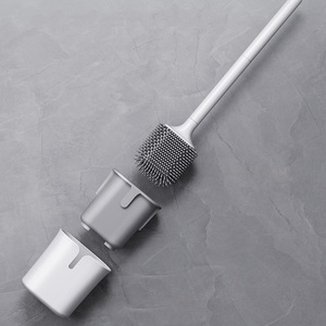 Juego de escobillas de silicona para inodoro montadas en la pared y de pie, herramienta de limpieza de baño con base, incluye cepillo para inodoro - Product Image 6