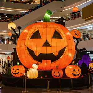 Lanterne Citrouille en Soie d'Acier Faite à la Main, Éclairage Économe en Énergie, Étanche, Fonctionnalités de Sécurité, Décorations Durables pour Halloween - Product Image 5
