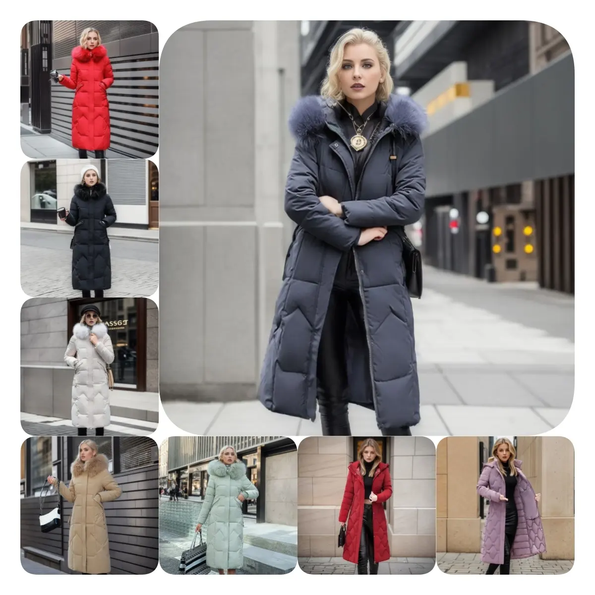 High quality winter warm bubble coat clothes manufacturer custom long hood puffer jacket for women