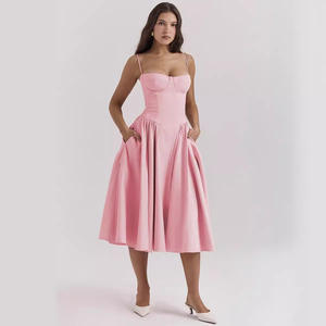 Summer Women's New Style French Vintage Floor-length Spaghetti Strap Sexy Party Dress with Splicing - Product Image 4