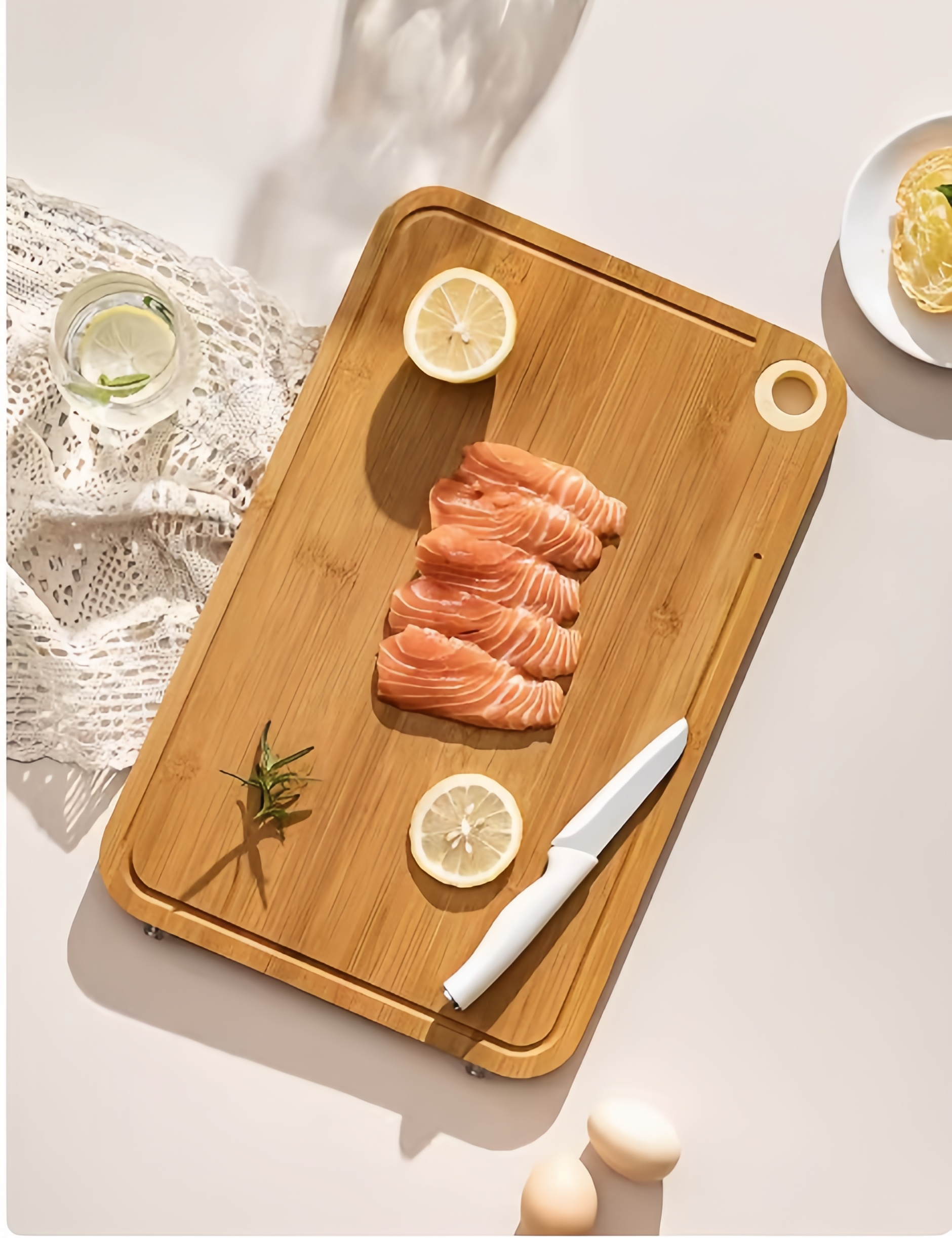 # Handmade Reversible Bamboo Cutting Board 35×25cm – Wooden Chopping Board for Kitchen, Hotel & Gift - View 3