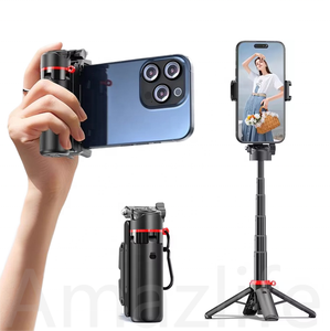Low MOQ F07 Mini Telescopic Cell <b>Phone</b> Tripod Compact Pocket Grip Selfie Stick with Zoom Remote <b>Control</b> for Smartphone - Product Image 1
