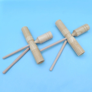 Tube sonore double en bois naturel avec poignée, bloc Guiro rainuré pour l'enseignement musical en maternelle (vente en gros) - Product Image 4