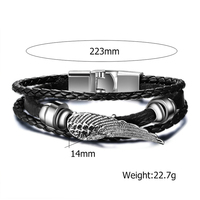 Bijoux fantaisie Bracelet aile d'ange à fermoir magnétique en acier inoxydable pour homme