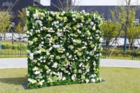 Décor mural en fleurs de soie 5D à effet dégradé, avec support en tissu, pour la décoration de mariages et l'aménagement d'événements en extérieur