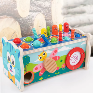 Jouet multifonctionnel en bois pour bébé : Xylophone à marteler, jeu de pêche pour enfants, améliore la coordination œil-main des tout-petits - Product Image 6