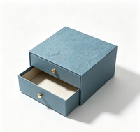 Boîte cadeau à bijoux à double tiroir coulissant, boîte en papier à imprimé floral avec bouton doré pour l'emballage de bagues et de boucles d'oreilles